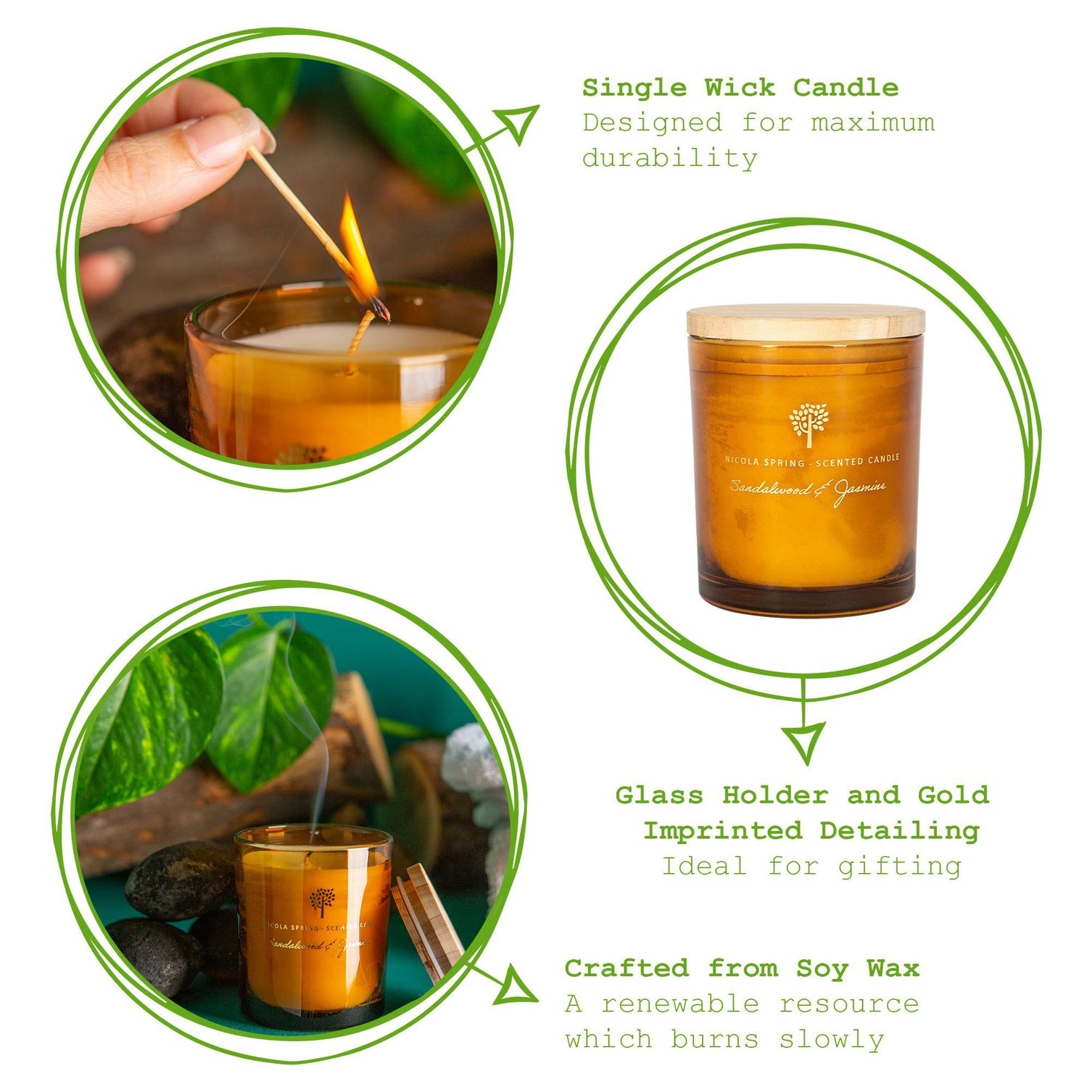 Sandalwood & Jasmine Soy Wax Scented Candle