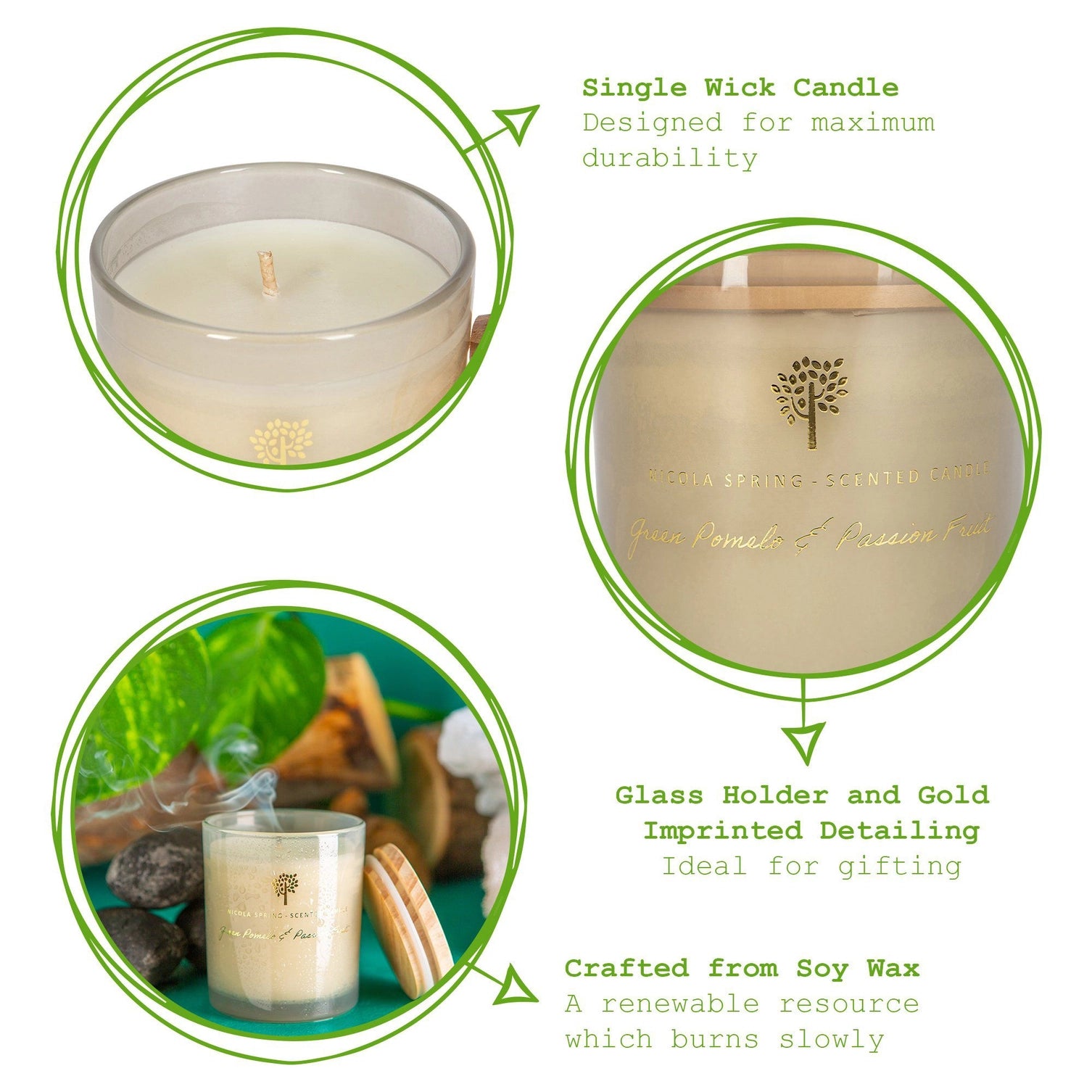 Green Pomelo & Passion Fruit Wax Candle Nicola Spring