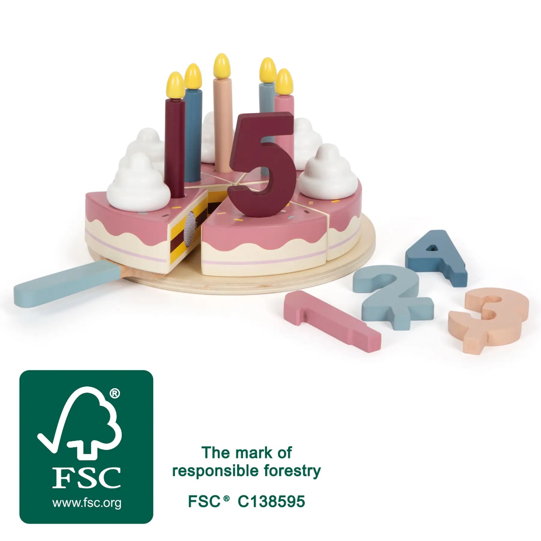 Wooden Birthday Cake - Pink